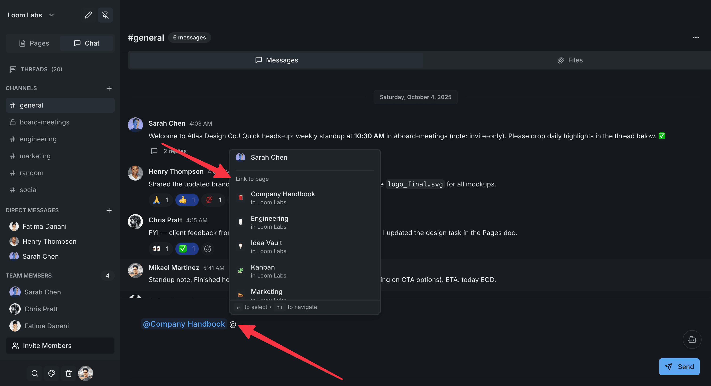 Screenshot: Link shared in chat