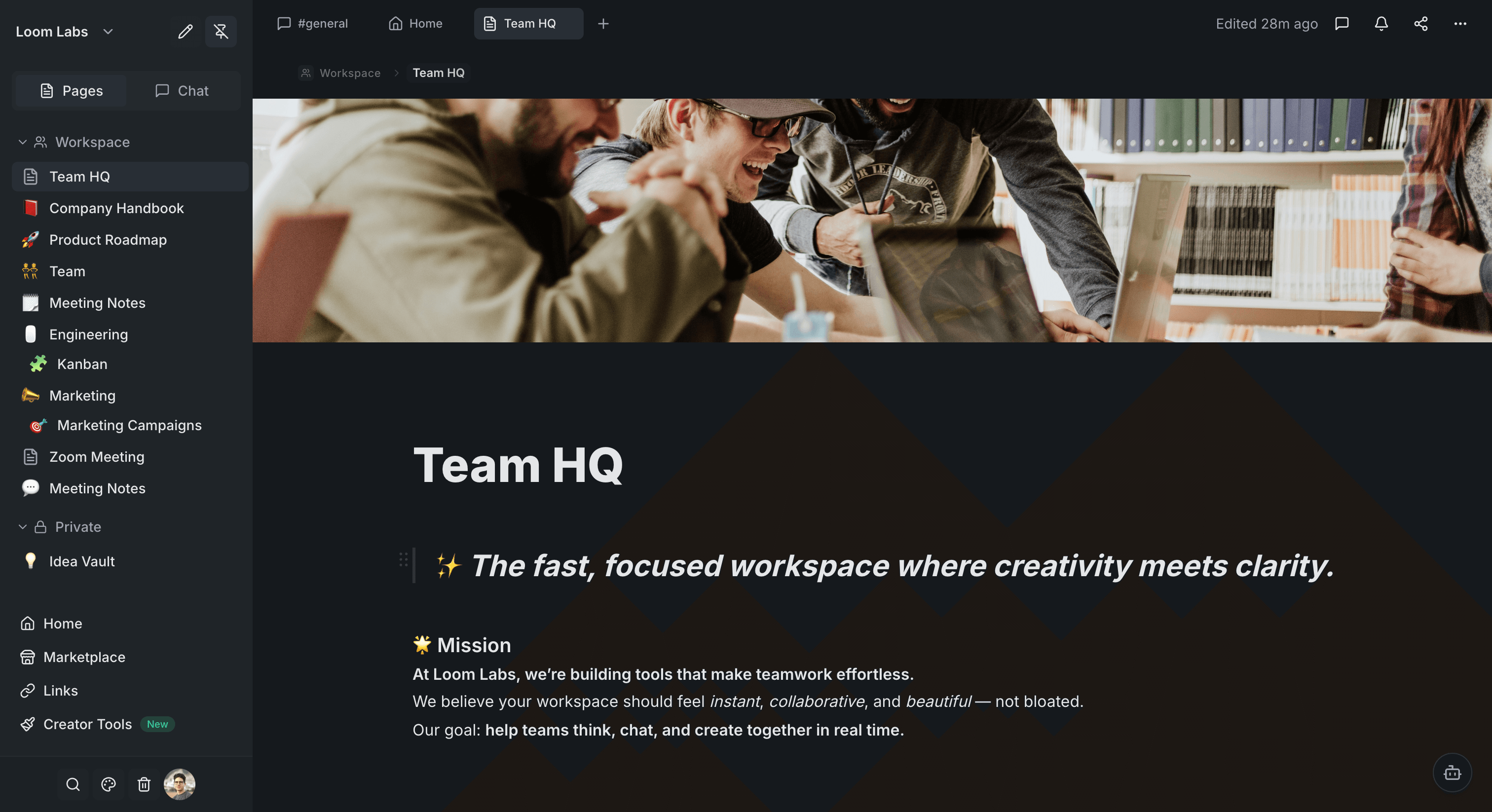 Screenshot: Full workspace overview